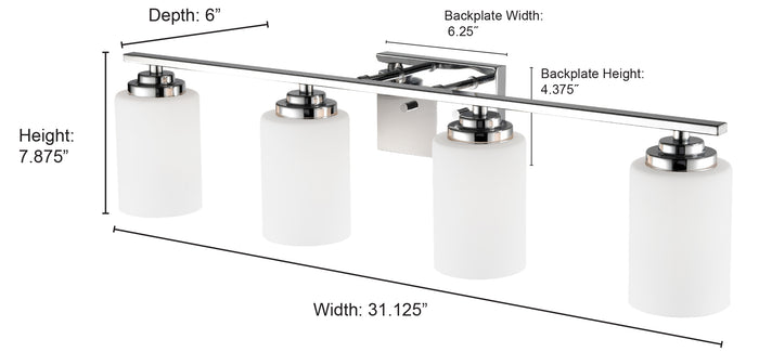 31.13'' Durham Matte Black 4 Light Bath Vanity