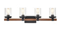 32'' Taos Matte Black/Wood Grain 4 Light Bath Vanity