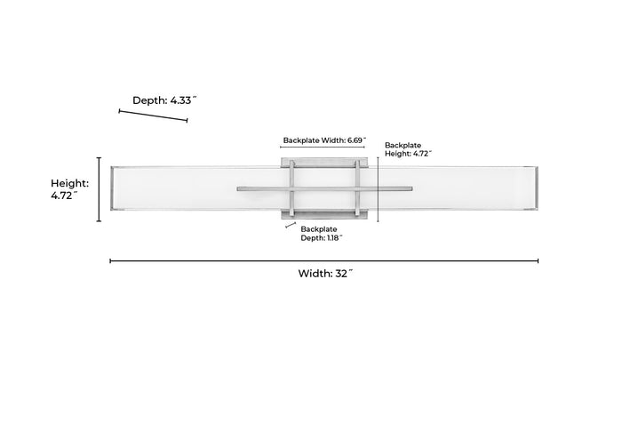32'' Tocco Brushed Nickel  Vanity Light