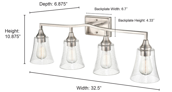 32.5'' Caily Brushed Nickel 4 Light Bath Vanity