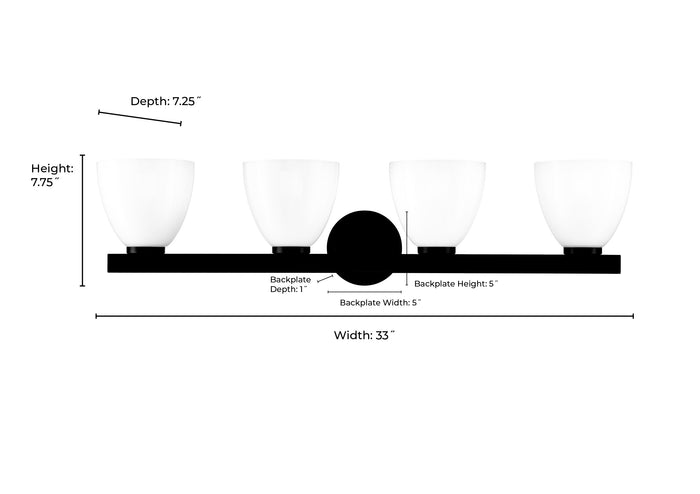 33'' Apria Polished Chrome 4 Light Bath Vanity