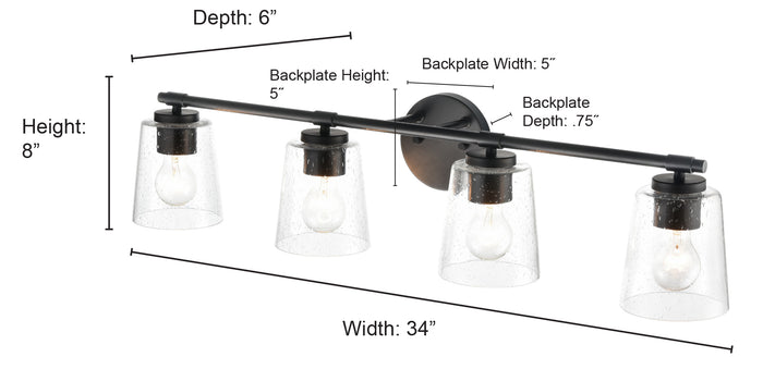 34''  Chrome 4 Light Bath Vanity