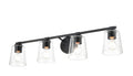 34''  Matte Black 4 Light Bath Vanity