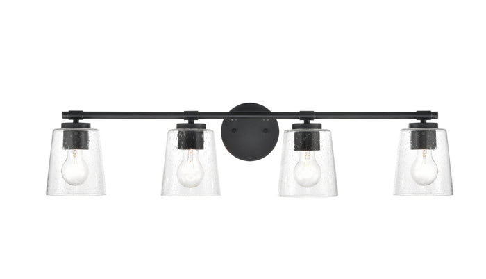 34''  Matte Black 4 Light Bath Vanity