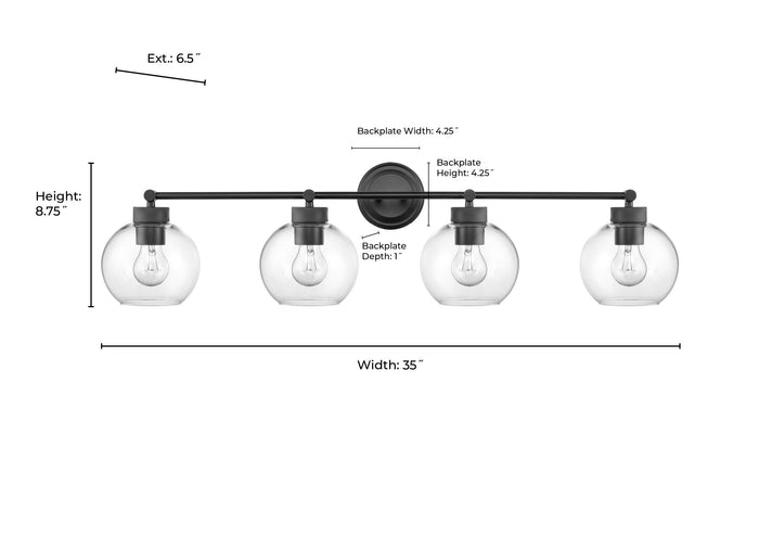 35'' Jonatan Matte Black 4 Light Bath Vanity
