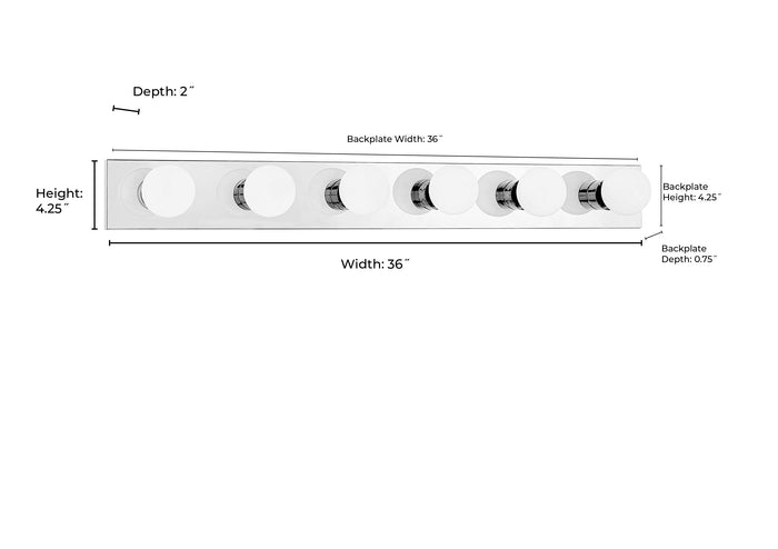 36'' Bellisse Chrome 6 Vanity Light