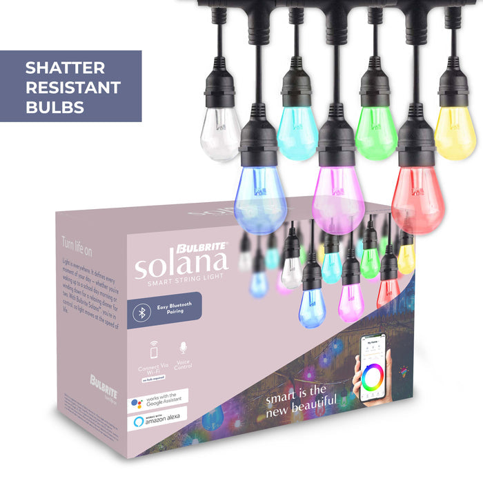 36-foot Black S14 Smart RGB Color-Changing LED String Light Kit with 18 Bulbs