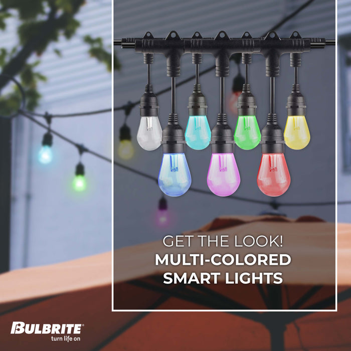 36-foot Black S14 Smart RGB Color-Changing LED String Light Kit with 18 Bulbs