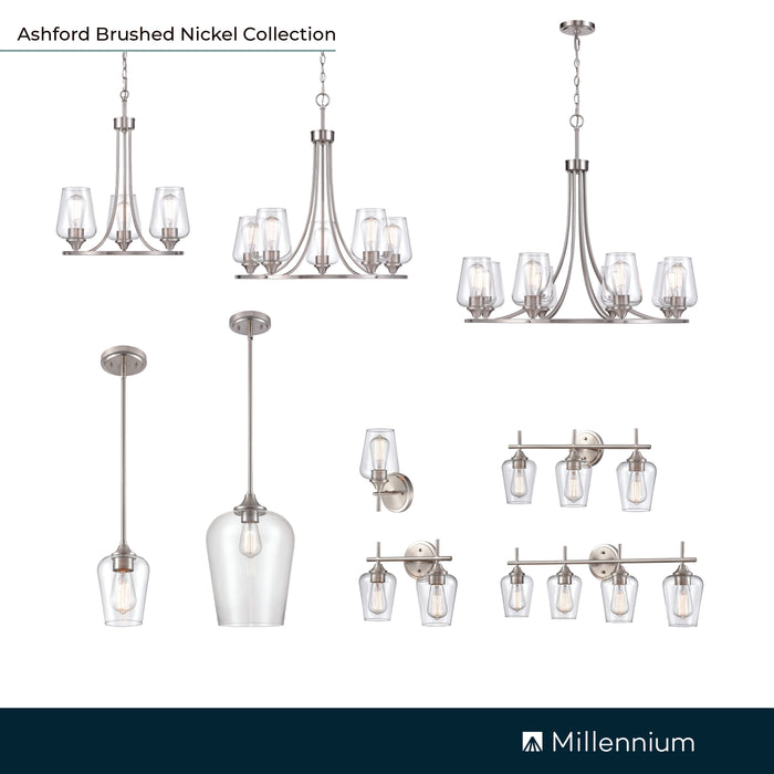 38'' Ashford Brushed Nickel 1 Light Mini Pendant