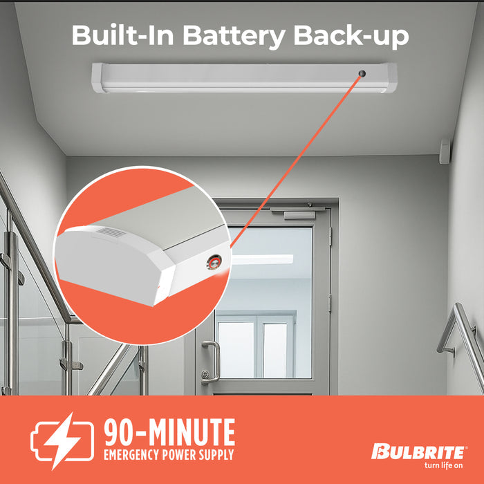 4-foot White 46W Dimmable LED Wraparound Utility Light, 5 CCT - 27/30/35/40/50K, 5300 Lumens, Battery Backup
