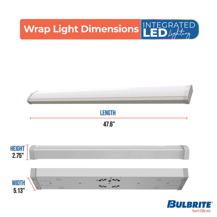 4-foot White 46W Dimmable LED Wraparound Utility Light, 5 CCT - 27/30/35/40/50K, 5300 Lumens