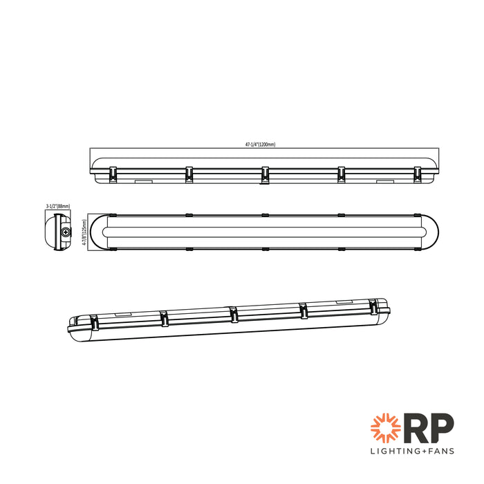 4-foot White Outdoor Linear Flush Mount with 3-CCT Selectable White and Motion Sensor