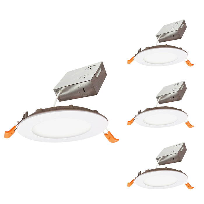 4-inch White Round - Smooth Trim 12W Dimmable LED J-Box Recessed Downlight, 2700K, 1100 Lumens, 4-Pack
