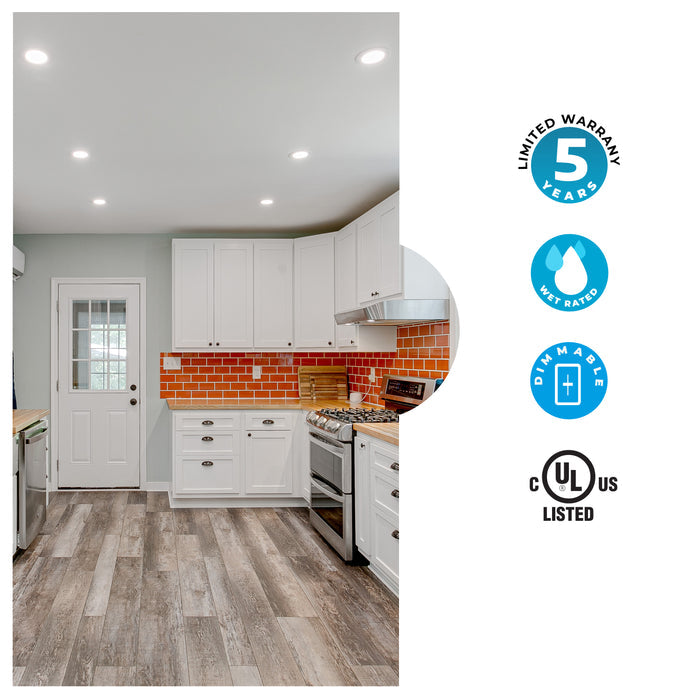 4-inch White Round - Smooth Trim 12W Dimmable LED J-Box Recessed Downlight, 2700K, 1100 Lumens, 4-Pack