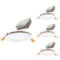4-inch White Round - Smooth Trim 12W Dimmable LED J-Box Recessed Downlight, 4000K, 1100 Lumens, 4-Pack