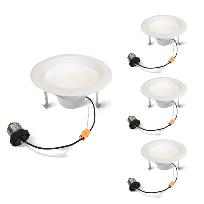 4-inch White Round - Smooth Trim 12W Dimmable LED Retrofit Recessed Downlight, 4000K, 1100 Lumens, 4-Pack