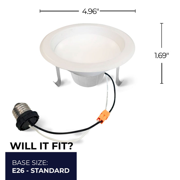 4-inch White Round - Smooth Trim 12W Dimmable LED Retrofit Recessed Downlight, 4000K, 1100 Lumens, 4-Pack