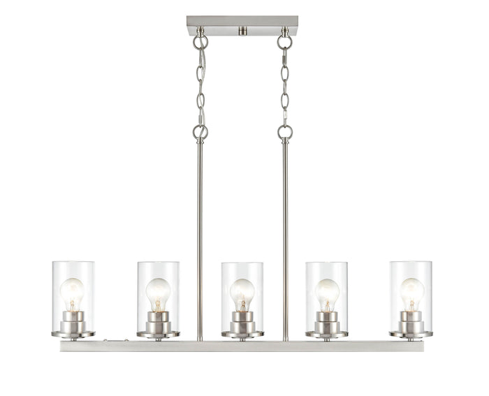 40-inch Verlana Brushed Nickel 5-Light Clear Glass Linear Chandelier
