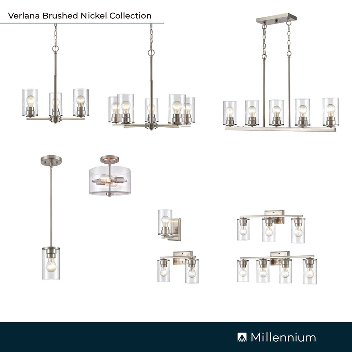 40-inch Verlana Brushed Nickel 5-Light Clear Glass Linear Chandelier