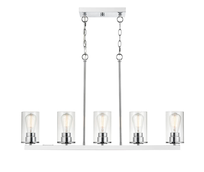 40-inch Verlana Chrome 5-Light Clear Glass Linear Chandelier