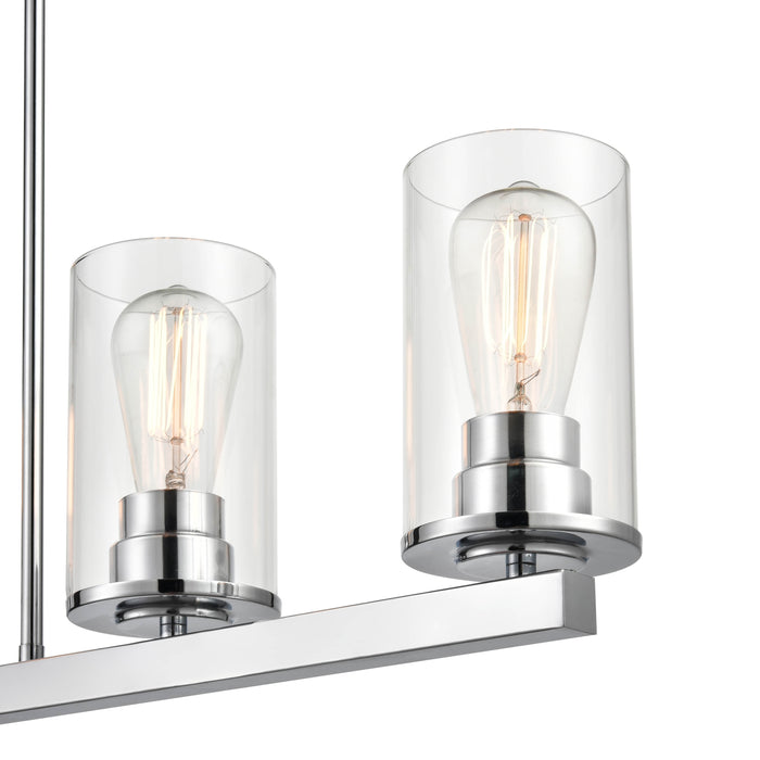 40-inch Verlana Chrome 5-Light Clear Glass Linear Chandelier