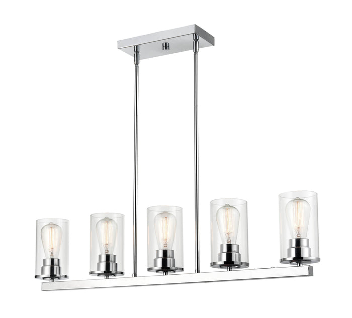 40-inch Verlana Chrome 5-Light Clear Glass Linear Chandelier