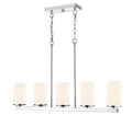 40-inch Verlana Chrome 5-Light Etched White Glass Linear Chandelier
