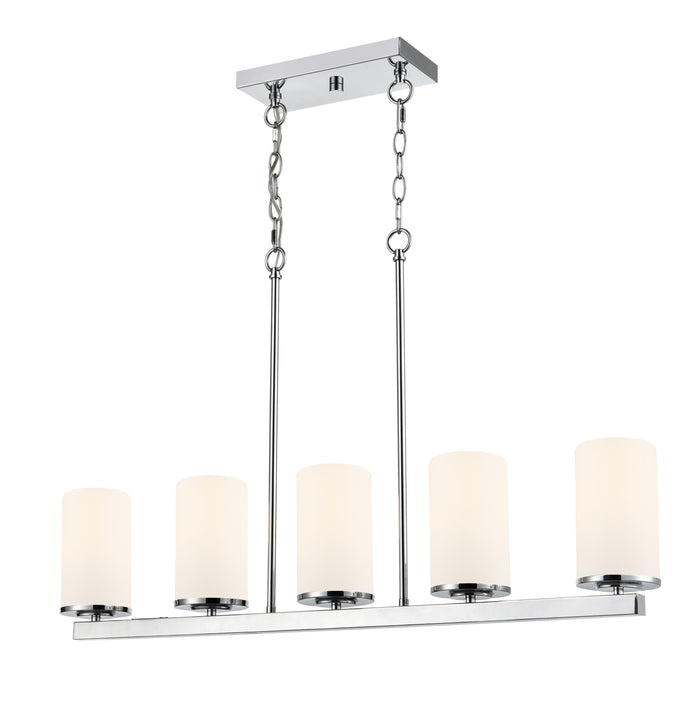 40-inch Verlana Chrome 5-Light Etched White Glass Linear Chandelier