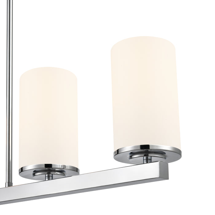 40-inch Verlana Chrome 5-Light Etched White Glass Linear Chandelier
