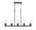 40-inch Verlana Matte Black 5-Light Clear Glass Linear Chandelier