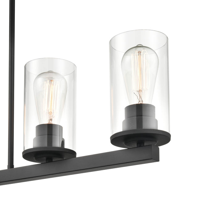 40-inch Verlana Matte Black 5-Light Clear Glass Linear Chandelier