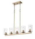 40-inch Verlana Modern Gold 5-Light Clear Glass Linear Chandelier