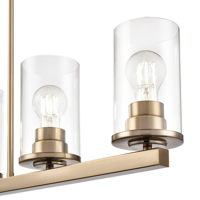 40-inch Verlana Modern Gold 5-Light Clear Glass Linear Chandelier