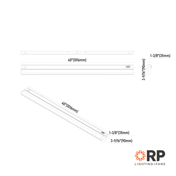 40-inch White Under Cabinet Light