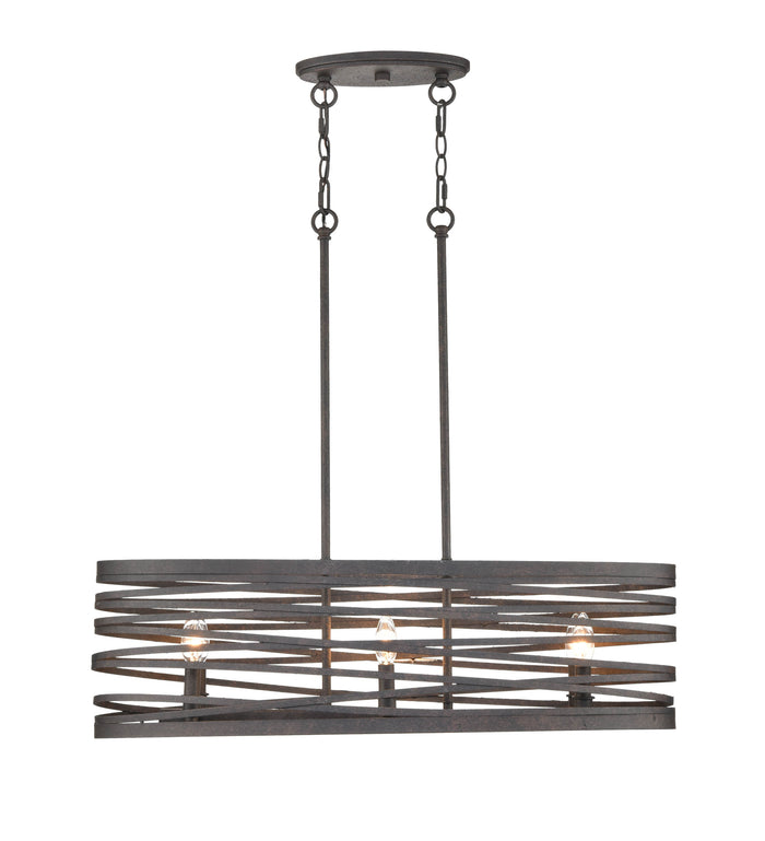 45-inch Weathered Iron 6-Light Linear Chandelier with 4.75 x 10-inch Backplate