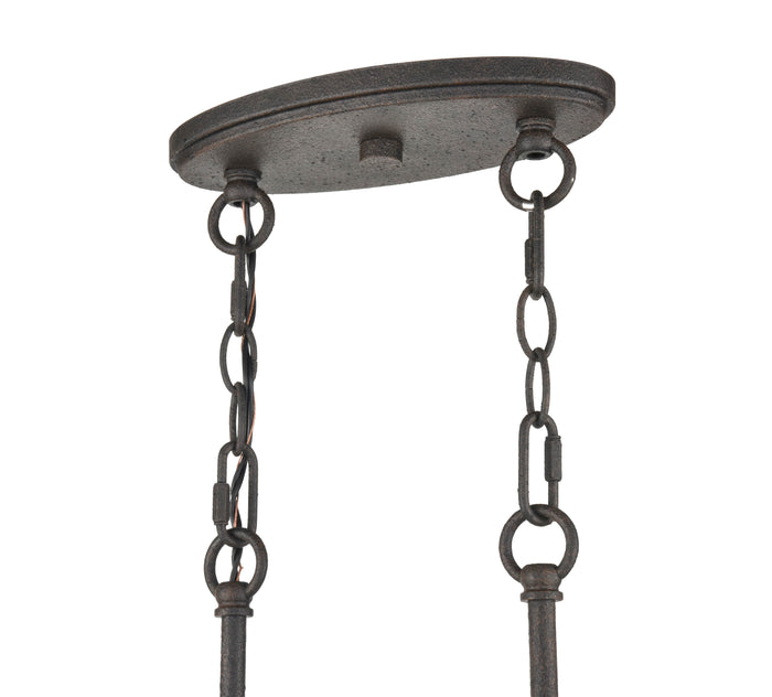 45-inch Weathered Iron 6-Light Linear Chandelier with 4.75 x 10-inch Backplate