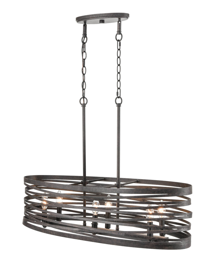 45-inch Weathered Iron 6-Light Linear Chandelier