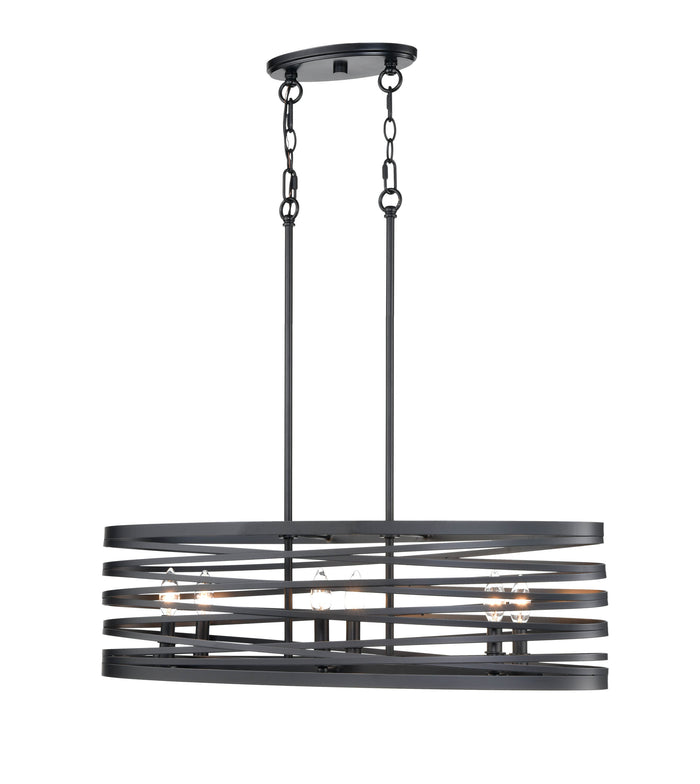 45'' None Matte Black 6 Light Linear Chandelier
