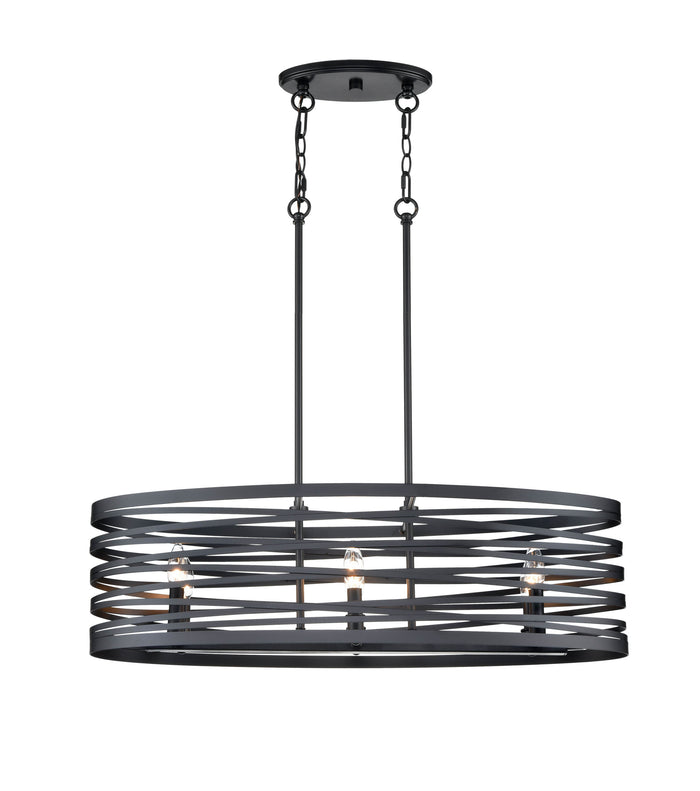 45'' None Matte Black 6 Light Linear Chandelier