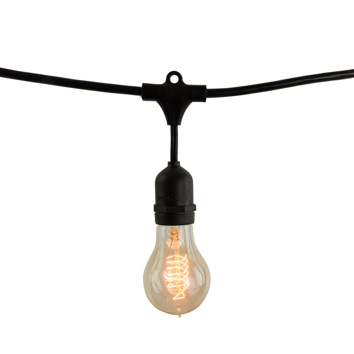 48-foot Black A19 Incandescent String Light Kit with 15 Bulbs, 2200K