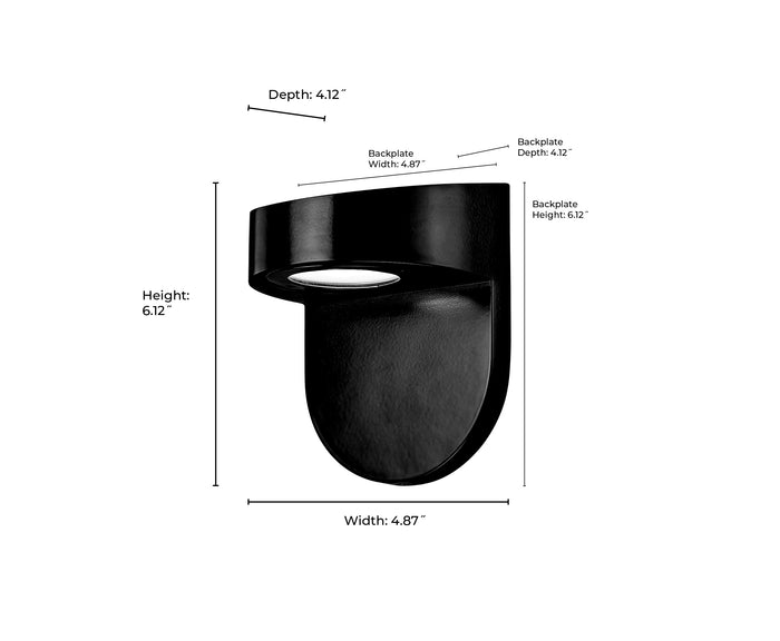 4.87''  Powder Coated Black 1 Light Wall Sconce