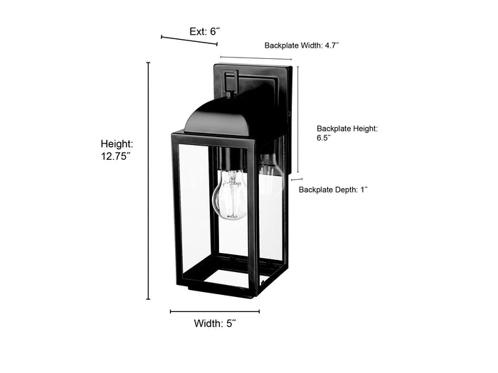 5'' Beaufort Powder Coated Black 1 Light Wall Sconce