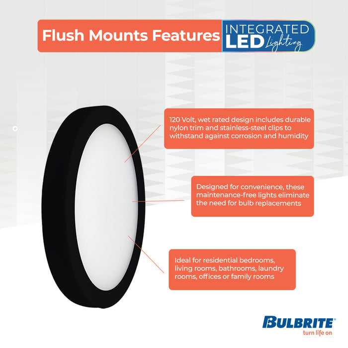 5-inch Black 10.3W Dimmable LED Flush Mount Ceiling Light, 3000K, 850 Lumens