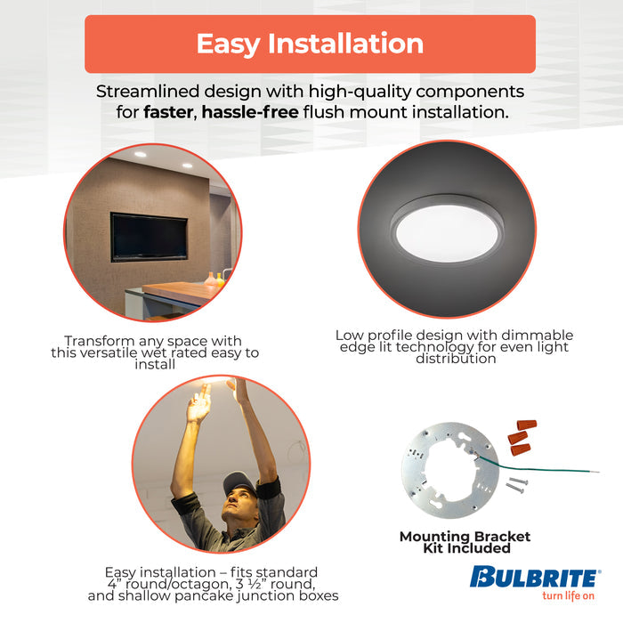 5-inch White 10.3W Dimmable LED Flush Mount Ceiling Light, 3000K, 850 Lumens