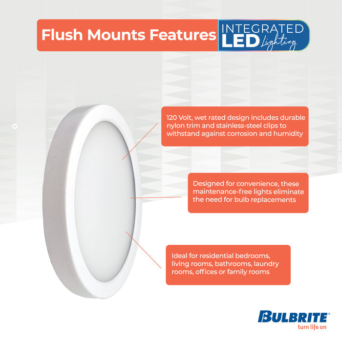 5-inch White 10.3W Dimmable LED Flush Mount Ceiling Light, 5 CCT - 27/30/35/40/50K, 850 Lumens