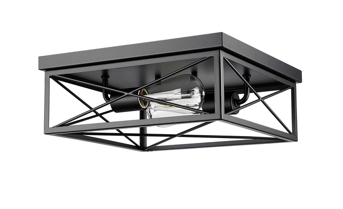 5''  Matte Black 2 Light Flush Mount
