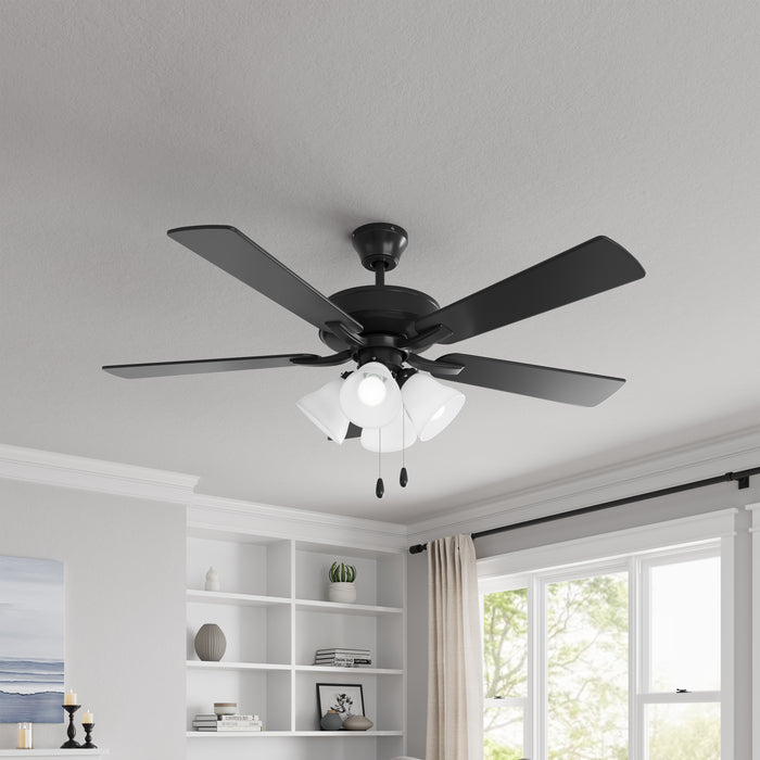 52 Inch Marisella AC Matte Black Indoor Ceiling Fan 5-Blade 4 Lights Reversible