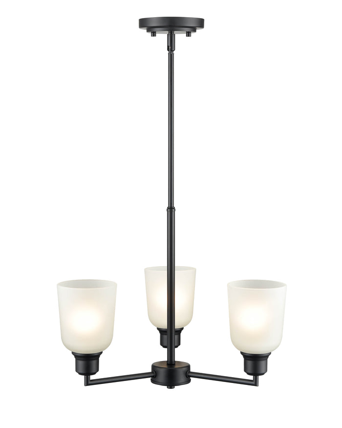53.22'' Amberle Matte Black 3 Light Chandelier