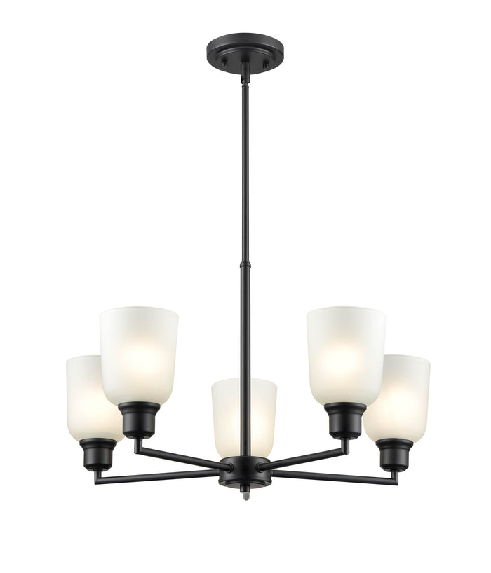 53.22'' Amberle Matte Black 5 Light Chandelier