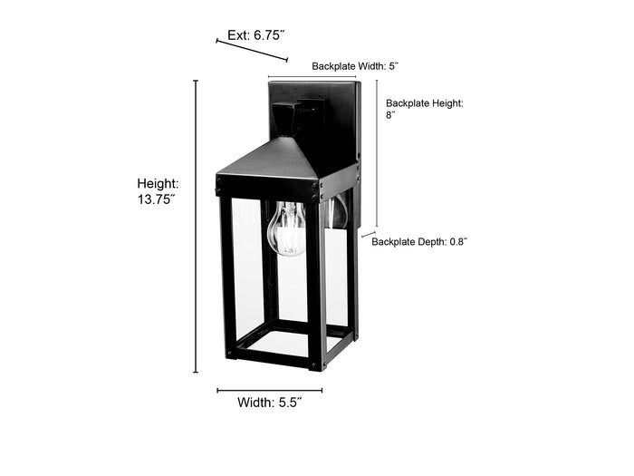 5.5'' Yates Powder Coated Black 1 Light Wall Sconce